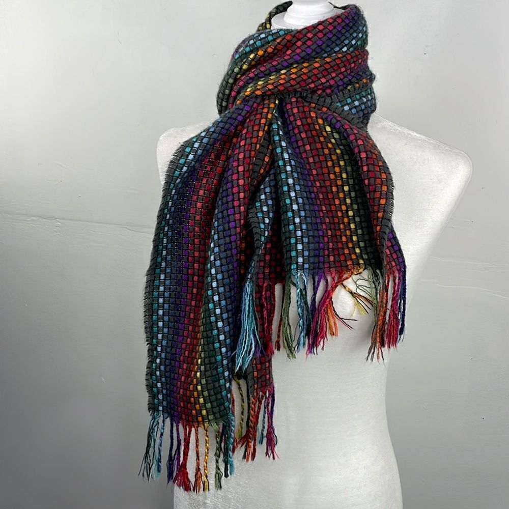 Scarf Rectangular Rainbow Weave Warm Soft